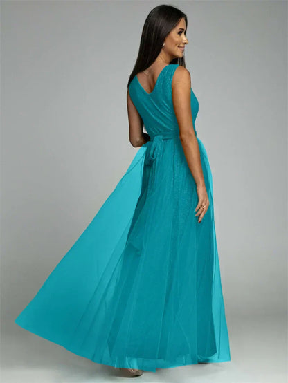 Robe De Soirée De Luxe Pour Femme, En Tulle Et Fente