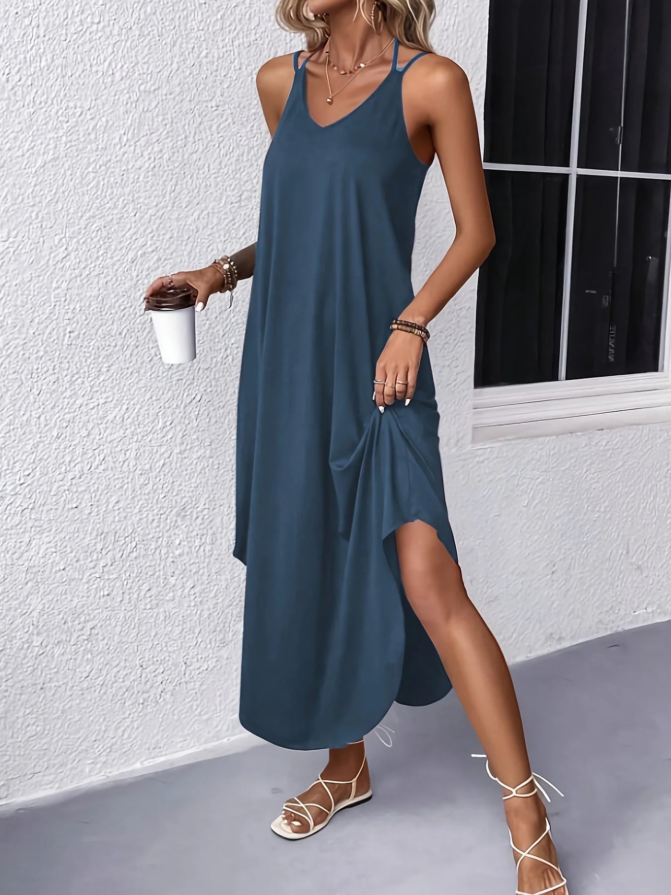 Harley Robe Cami Femme – Robe Légère D’Été À Bretelles, Coupe Ample & Col En V Respirant