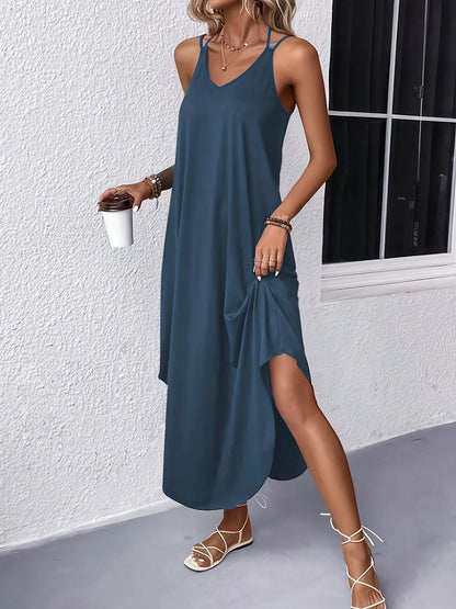 Harley Robe Cami Femme – Robe Légère D’Été À Bretelles, Coupe Ample & Col En V Respirant
