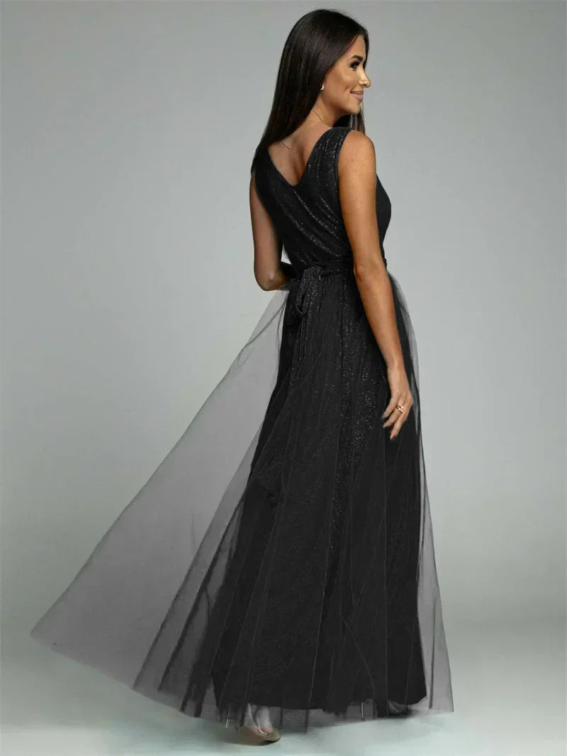 Robe De Soirée De Luxe Pour Femme, En Tulle Et Fente