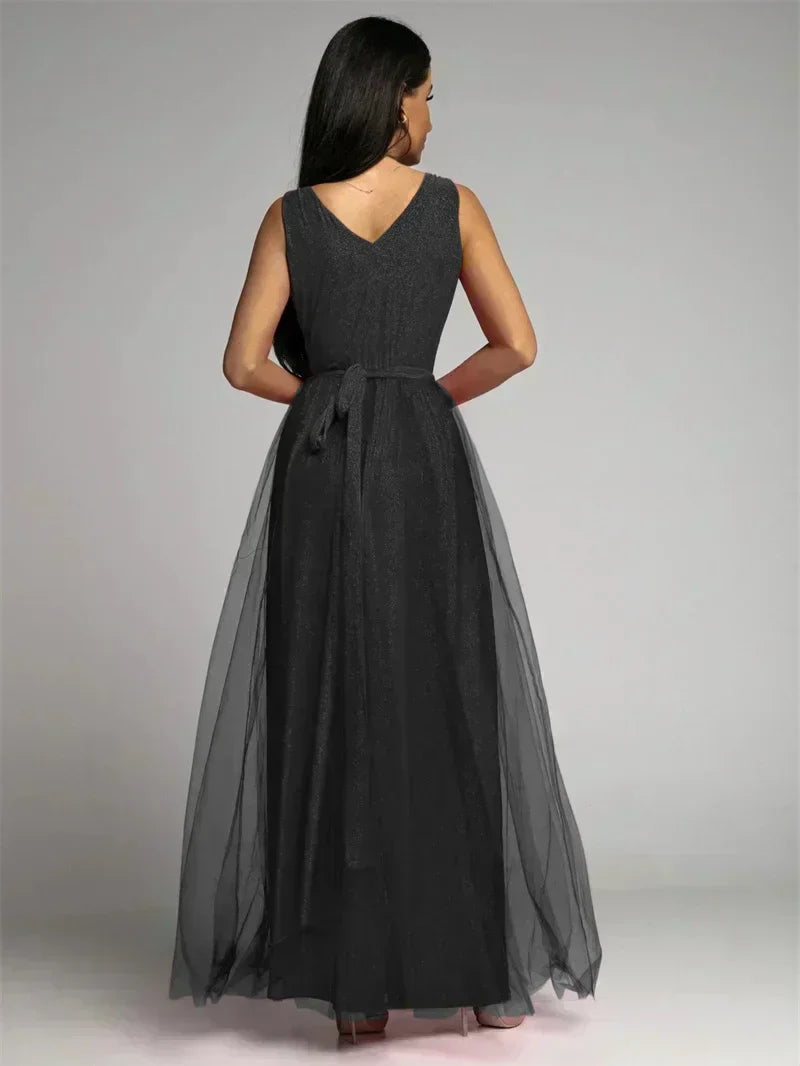 Robe De Soirée De Luxe Pour Femme, En Tulle Et Fente