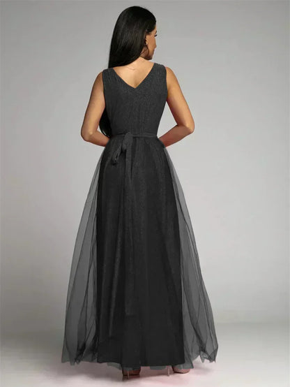 Robe De Soirée De Luxe Pour Femme, En Tulle Et Fente